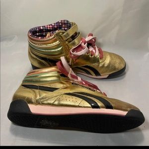 Vintage Reebok Gold Lamey Multi-Colored Laces with Double Velcro Straps